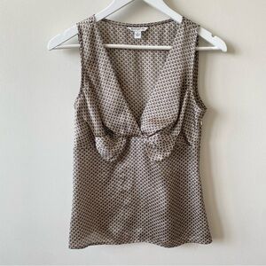Banana Republic Factory Satin Printed Sleeveless Blouse - Brown Size 0